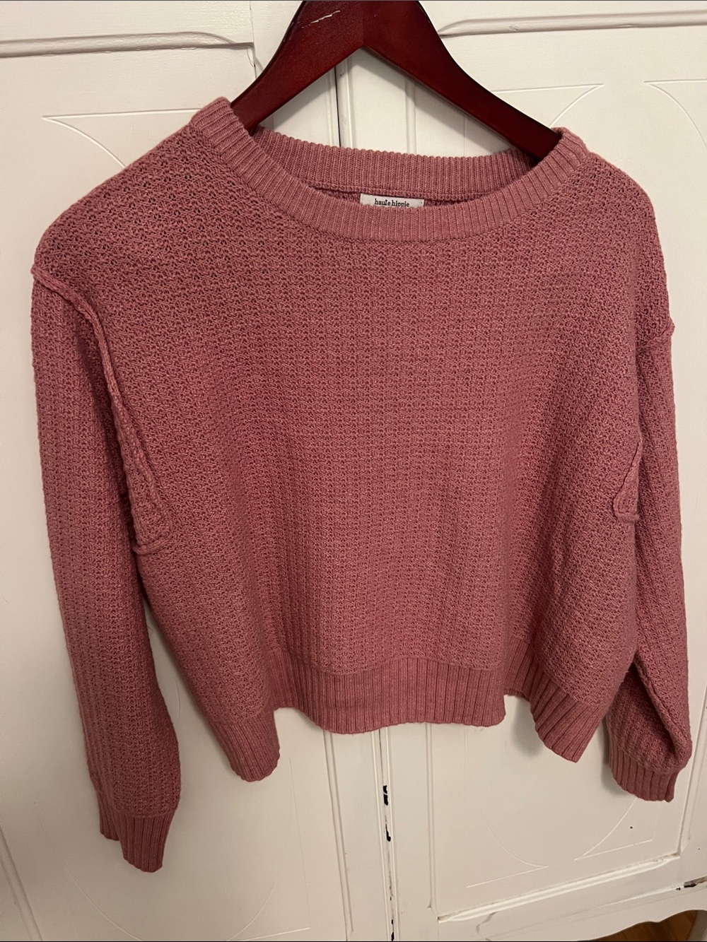2/$7 Knitted Crewneck Sweater in Dusty Rose